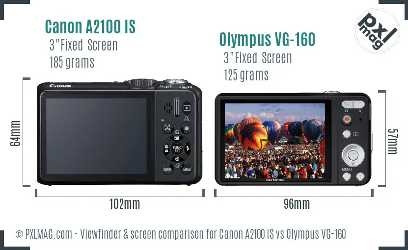 Canon A2100 IS vs Olympus VG-160 Screen and Viewfinder comparison Canon A2100 IS vs Olympus VG-160 Screen and Viewfinder comparison