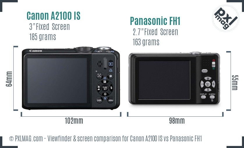 Canon A2100 IS vs Panasonic FH1 Screen and Viewfinder comparison