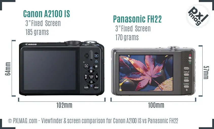 Canon A2100 IS vs Panasonic FH22 Screen and Viewfinder comparison Canon A2100 IS vs Panasonic FH22 Screen and Viewfinder comparison