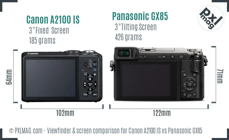 Canon A2100 IS vs Panasonic GX85 Screen and Viewfinder comparison Canon A2100 IS vs Panasonic GX85 Screen and Viewfinder comparison