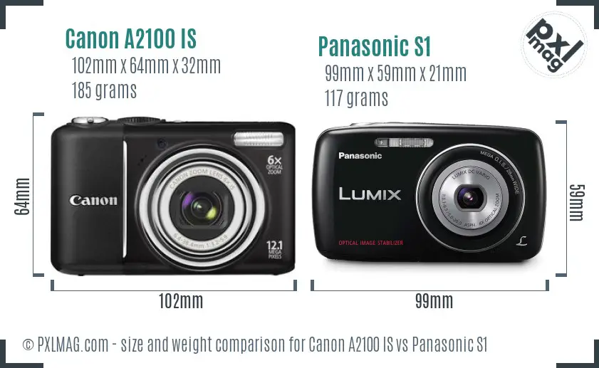 Canon A2100 IS vs Panasonic S1 size comparison