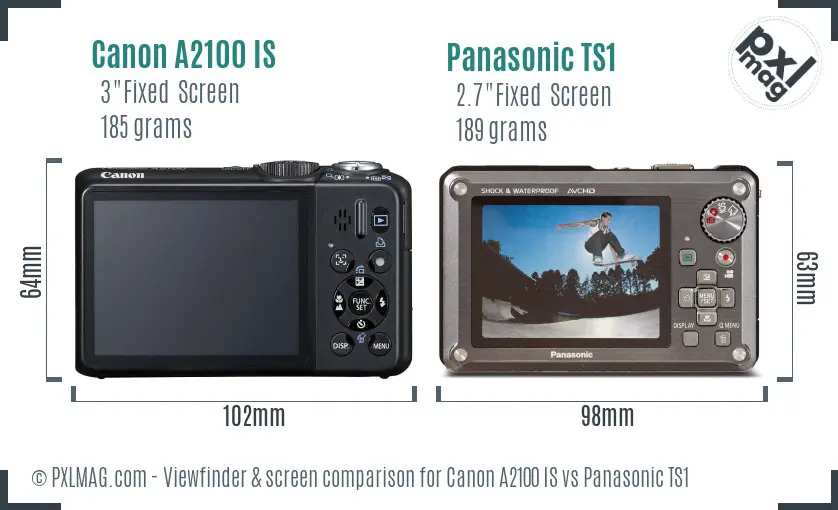 Canon A2100 IS vs Panasonic TS1 Screen and Viewfinder comparison Canon A2100 IS vs Panasonic TS1 Screen and Viewfinder comparison