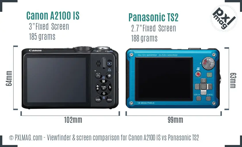 Canon A2100 IS vs Panasonic TS2 Screen and Viewfinder comparison