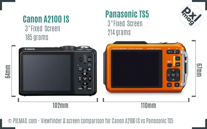 Canon A2100 IS vs Panasonic TS5 Screen and Viewfinder comparison Canon A2100 IS vs Panasonic TS5 Screen and Viewfinder comparison