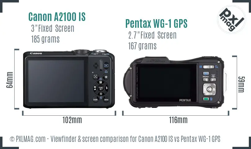 Canon A2100 IS vs Pentax WG-1 GPS Screen and Viewfinder comparison