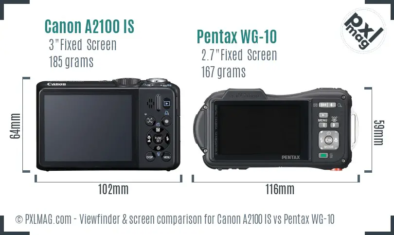 Canon A2100 IS vs Pentax WG-10 Screen and Viewfinder comparison Canon A2100 IS vs Pentax WG-10 Screen and Viewfinder comparison