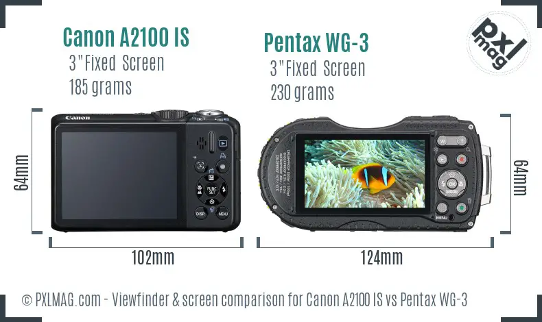Canon A2100 IS vs Pentax WG-3 Screen and Viewfinder comparison Canon A2100 IS vs Pentax WG-3 Screen and Viewfinder comparison