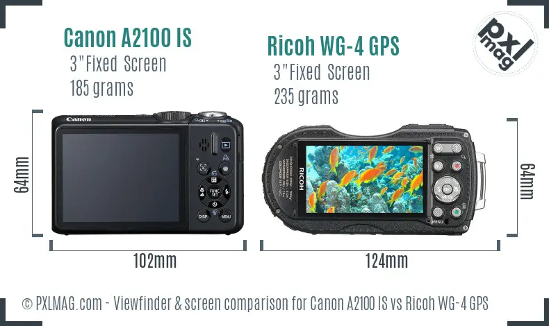Canon A2100 IS vs Ricoh WG-4 GPS Screen and Viewfinder comparison Canon A2100 IS vs Ricoh WG-4 GPS Screen and Viewfinder comparison