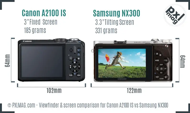 Canon A2100 IS vs Samsung NX300 Screen and Viewfinder comparison Canon A2100 IS vs Samsung NX300 Screen and Viewfinder comparison