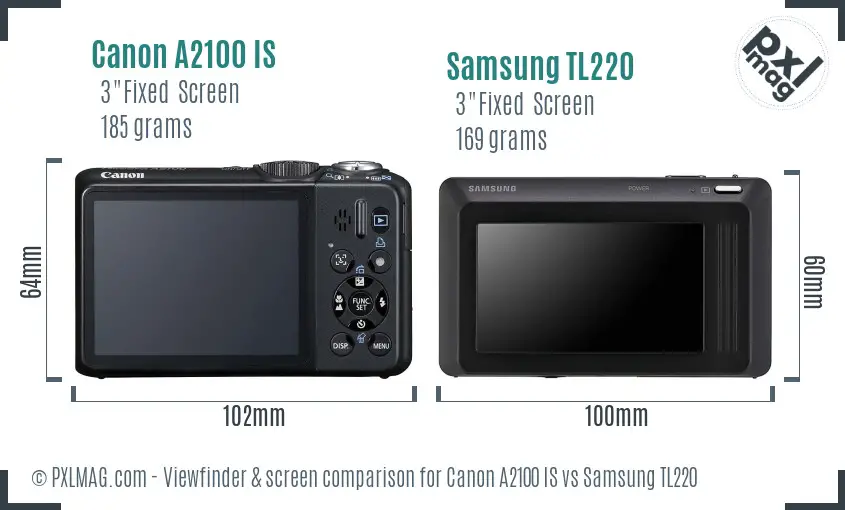 Canon A2100 IS vs Samsung TL220 Screen and Viewfinder comparison Canon A2100 IS vs Samsung TL220 Screen and Viewfinder comparison
