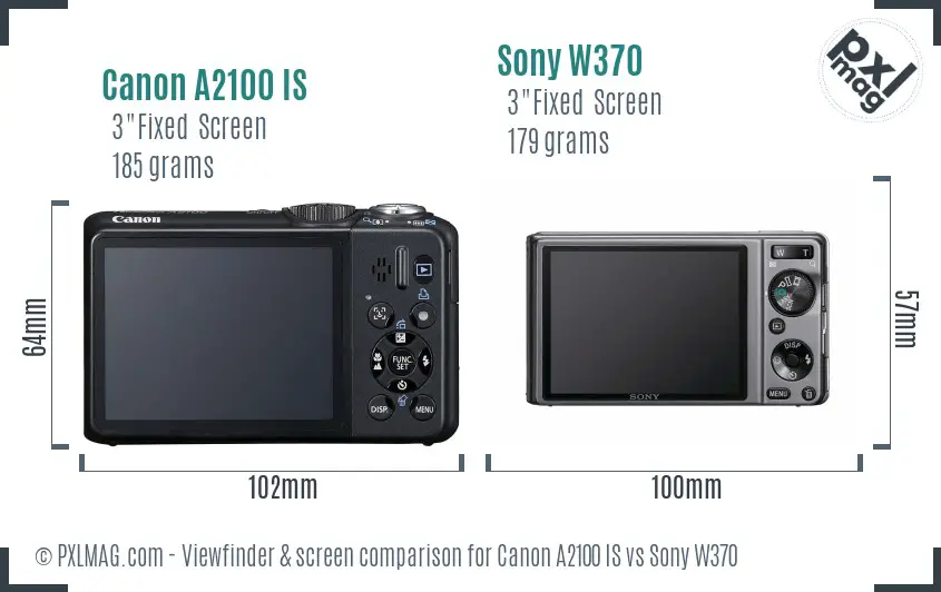 Canon A2100 IS vs Sony W370 Screen and Viewfinder comparison Canon A2100 IS vs Sony W370 Screen and Viewfinder comparison