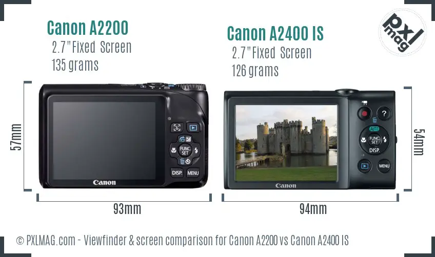 Canon A2200 vs Canon A2400 IS Screen and Viewfinder comparison