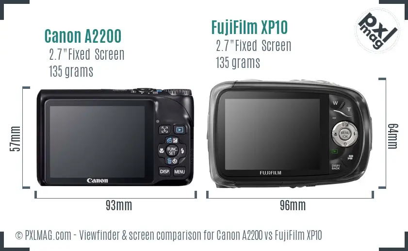 Canon A2200 vs FujiFilm XP10 Screen and Viewfinder comparison