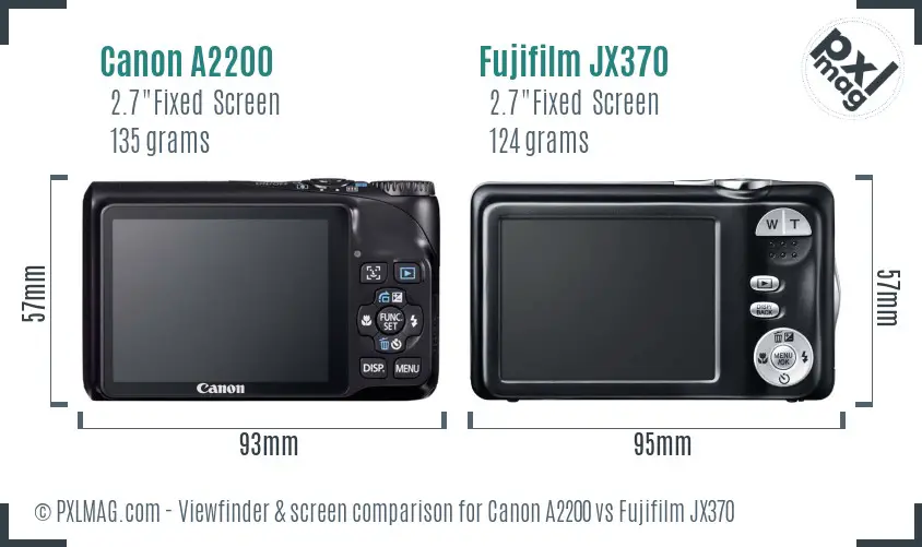 Canon A2200 vs Fujifilm JX370 Screen and Viewfinder comparison