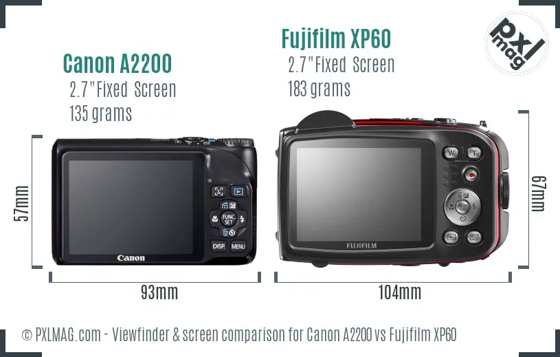 Canon A2200 vs Fujifilm XP60 Screen and Viewfinder comparison Canon A2200 vs Fujifilm XP60 Screen and Viewfinder comparison