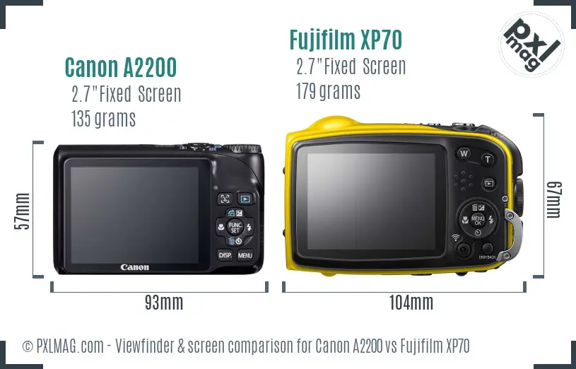 Canon A2200 vs Fujifilm XP70 Screen and Viewfinder comparison Canon A2200 vs Fujifilm XP70 Screen and Viewfinder comparison
