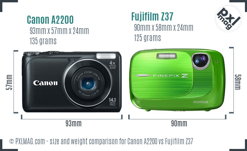 Canon A2200 vs Fujifilm Z37 size comparison Canon A2200 vs Fujifilm Z37 size comparison
