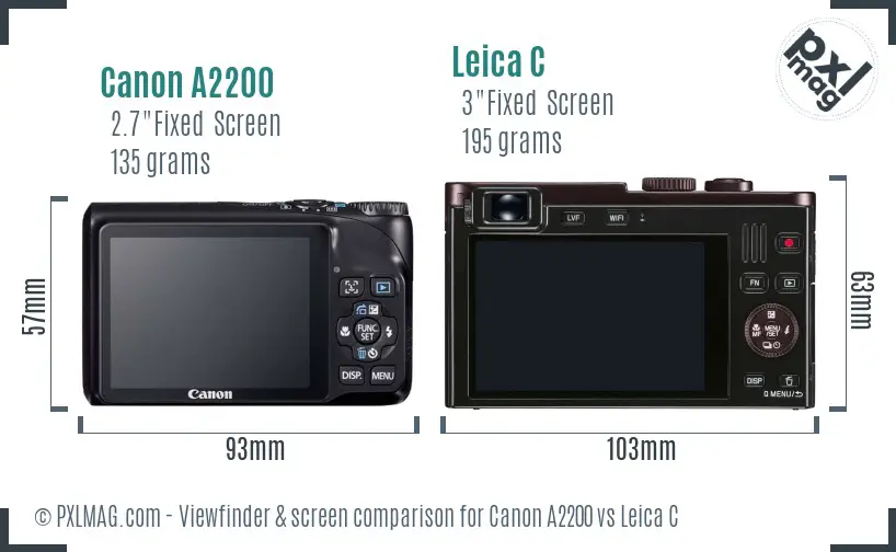 Canon A2200 vs Leica C Screen and Viewfinder comparison