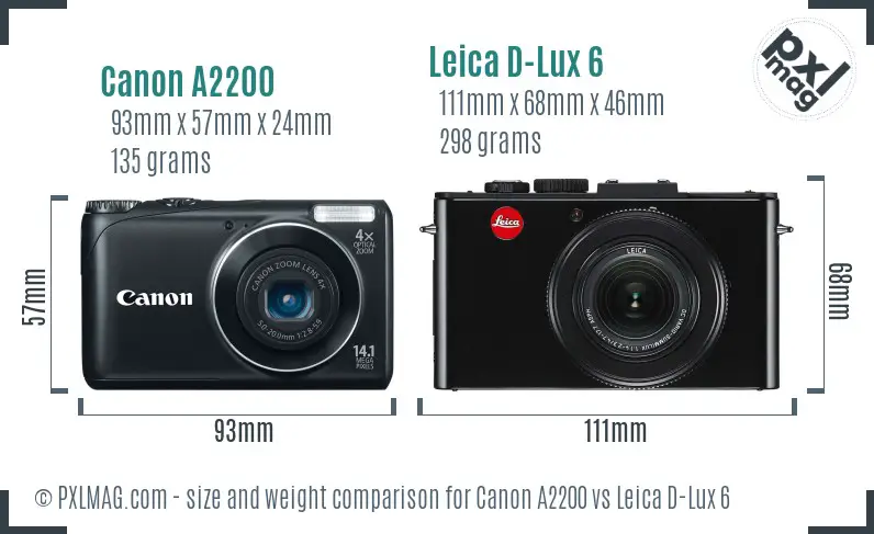 Canon A2200 vs Leica D-Lux 6 size comparison Canon A2200 vs Leica D-Lux 6 size comparison