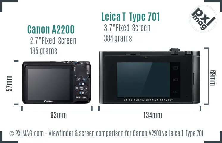 Canon A2200 vs Leica T  Type 701 Screen and Viewfinder comparison