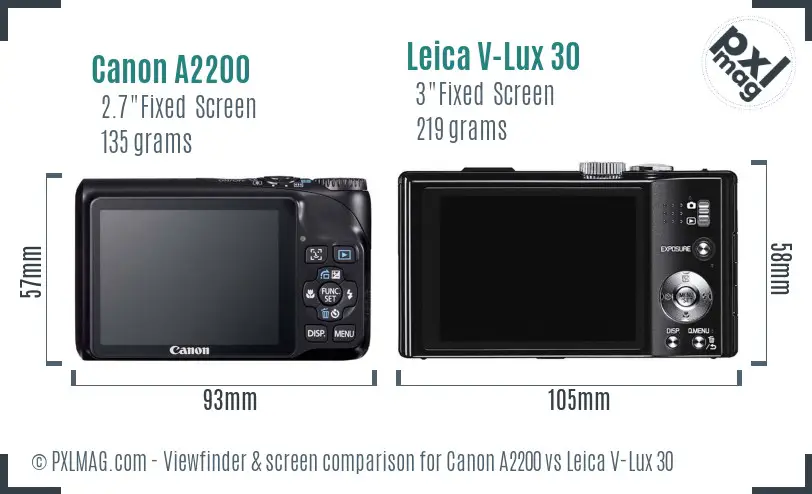 Canon A2200 vs Leica V-Lux 30 Screen and Viewfinder comparison Canon A2200 vs Leica V-Lux 30 Screen and Viewfinder comparison