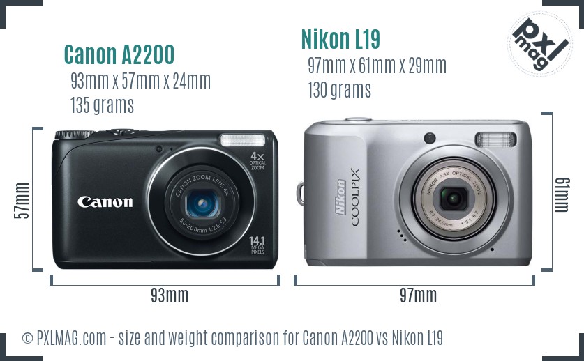 Canon A2200 vs Nikon L19 size comparison Canon A2200 vs Nikon L19 size comparison