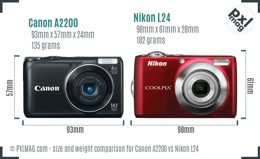 Canon A2200 vs Nikon L24 size comparison Canon A2200 vs Nikon L24 size comparison