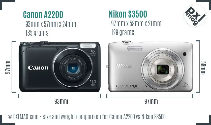 Canon A2200 vs Nikon S3500 size comparison