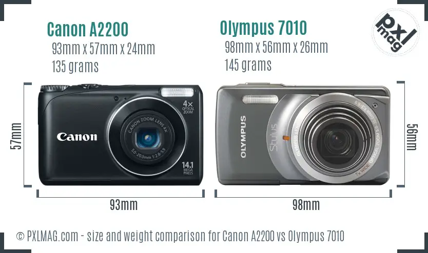 Canon A2200 vs Olympus 7010 size comparison Canon A2200 vs Olympus 7010 size comparison
