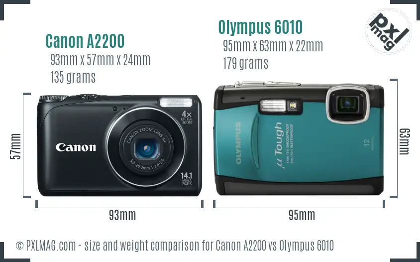 Canon A2200 vs Olympus 6010 size comparison