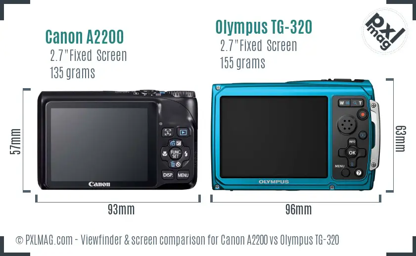 Canon A2200 vs Olympus TG-320 Screen and Viewfinder comparison