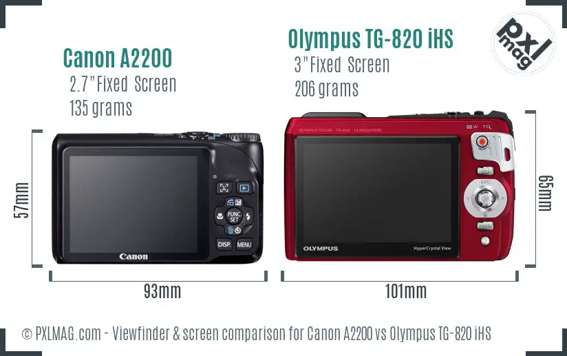 Canon A2200 vs Olympus TG-820 iHS Screen and Viewfinder comparison Canon A2200 vs Olympus TG-820 iHS Screen and Viewfinder comparison