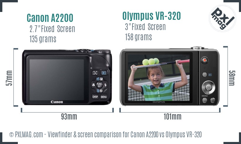 Canon A2200 vs Olympus VR-320 Screen and Viewfinder comparison
