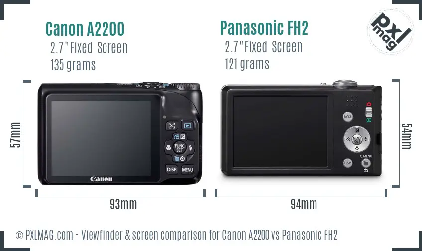 Canon A2200 vs Panasonic FH2 Screen and Viewfinder comparison Canon A2200 vs Panasonic FH2 Screen and Viewfinder comparison