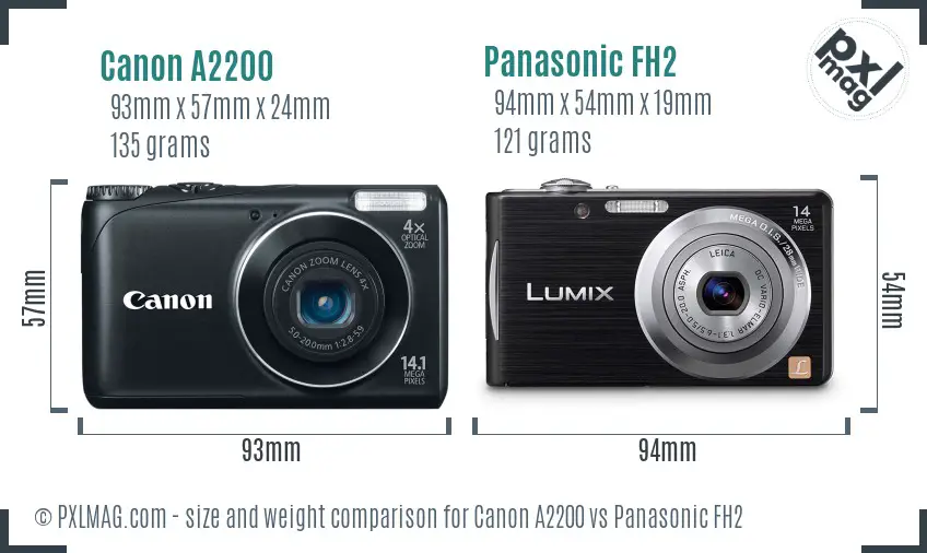 Canon A2200 vs Panasonic FH2 size comparison Canon A2200 vs Panasonic FH2 size comparison