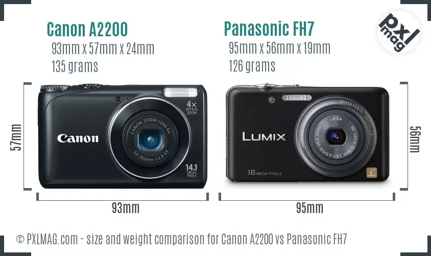 Canon A2200 vs Panasonic FH7 size comparison Canon A2200 vs Panasonic FH7 size comparison