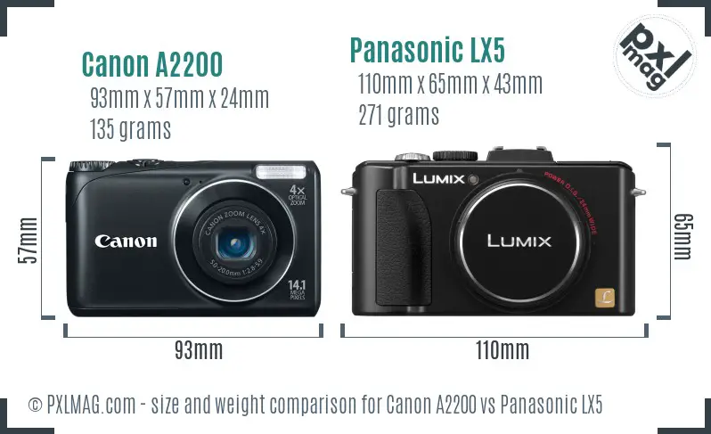 Canon A2200 vs Panasonic LX5 size comparison Canon A2200 vs Panasonic LX5 size comparison