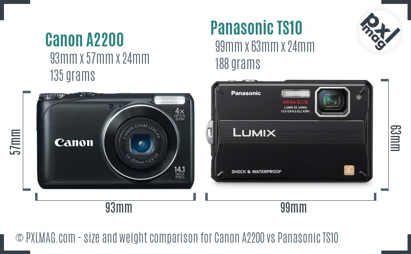 Canon A2200 vs Panasonic TS10 size comparison Canon A2200 vs Panasonic TS10 size comparison