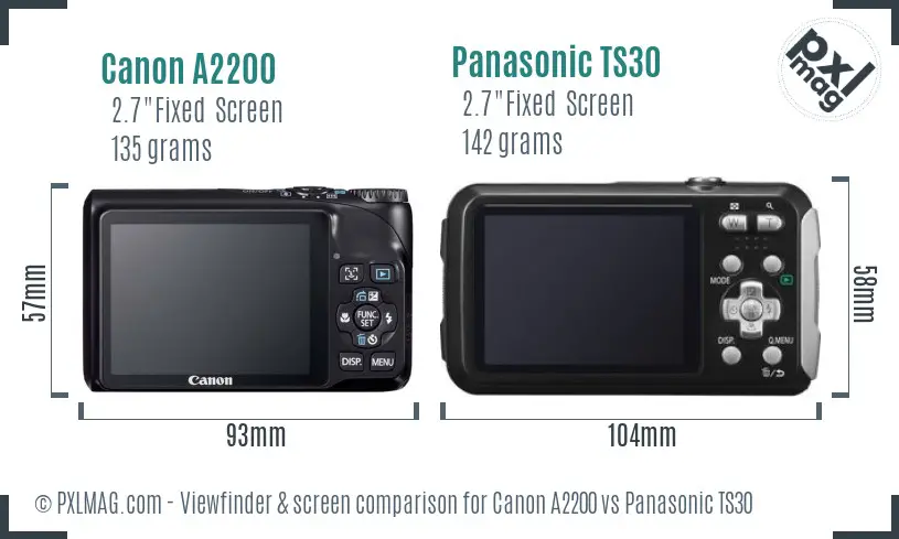 Canon A2200 vs Panasonic TS30 Screen and Viewfinder comparison Canon A2200 vs Panasonic TS30 Screen and Viewfinder comparison