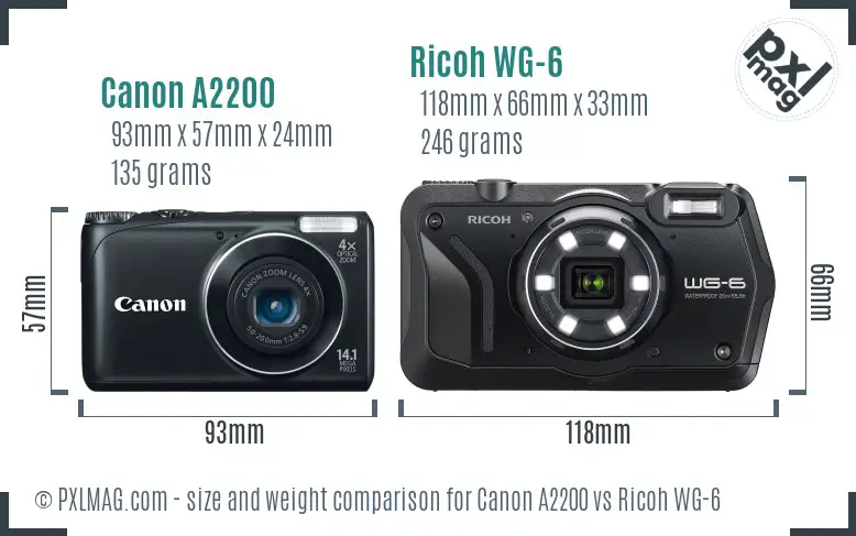 Canon A2200 vs Ricoh WG-6 size comparison Canon A2200 vs Ricoh WG-6 size comparison