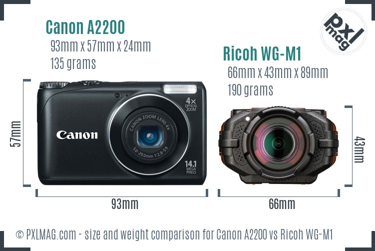 Canon A2200 vs Ricoh WG-M1 size comparison Canon A2200 vs Ricoh WG-M1 size comparison