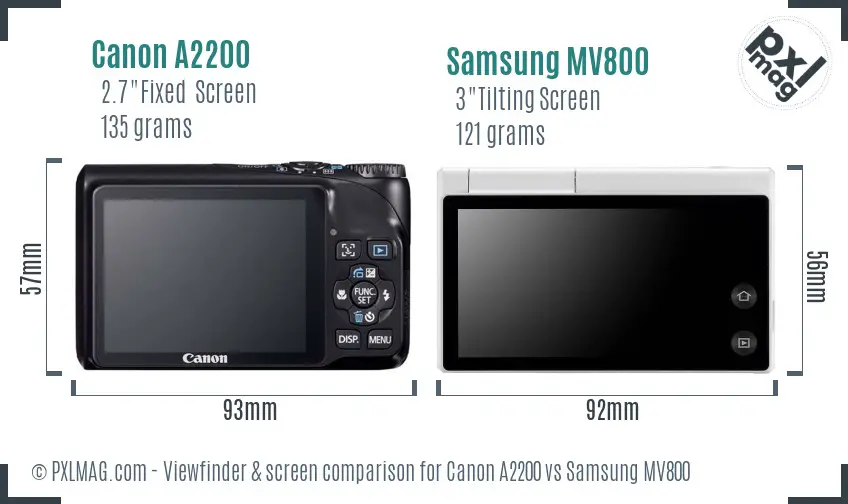 Canon A2200 vs Samsung MV800 Screen and Viewfinder comparison Canon A2200 vs Samsung MV800 Screen and Viewfinder comparison