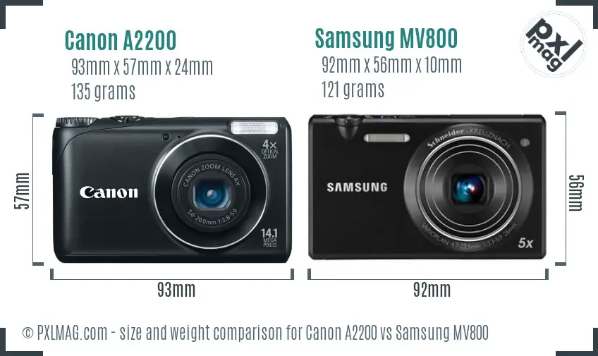 Canon A2200 vs Samsung MV800 size comparison Canon A2200 vs Samsung MV800 size comparison