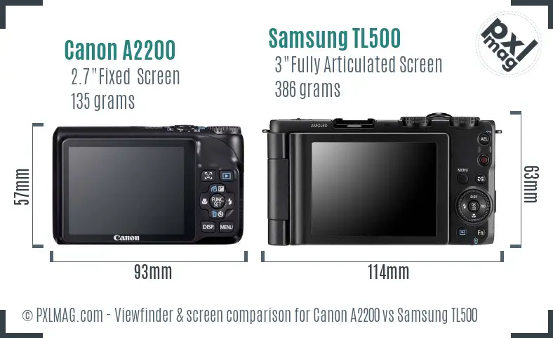 Canon A2200 vs Samsung TL500 Screen and Viewfinder comparison Canon A2200 vs Samsung TL500 Screen and Viewfinder comparison
