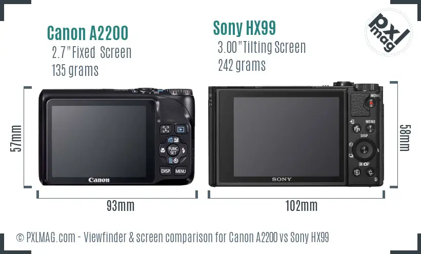 Canon A2200 vs Sony HX99 Screen and Viewfinder comparison Canon A2200 vs Sony HX99 Screen and Viewfinder comparison
