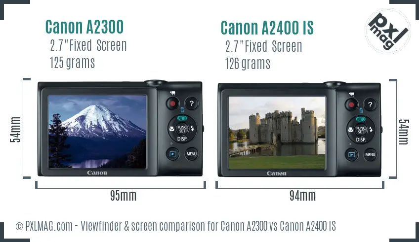 Canon A2300 vs Canon A2400 IS Screen and Viewfinder comparison