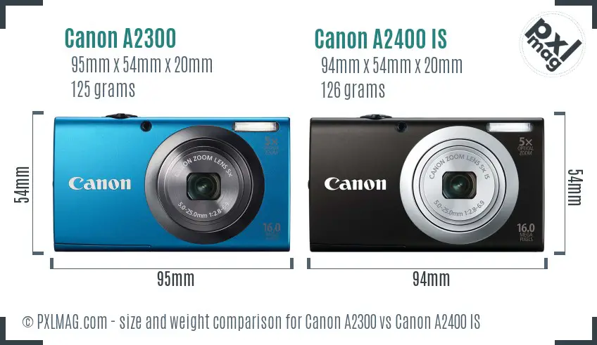 Canon A2300 vs Canon A2400 IS size comparison