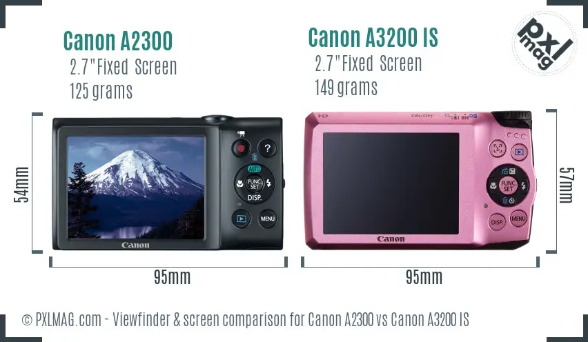 Canon A2300 vs Canon A3200 IS Screen and Viewfinder comparison
