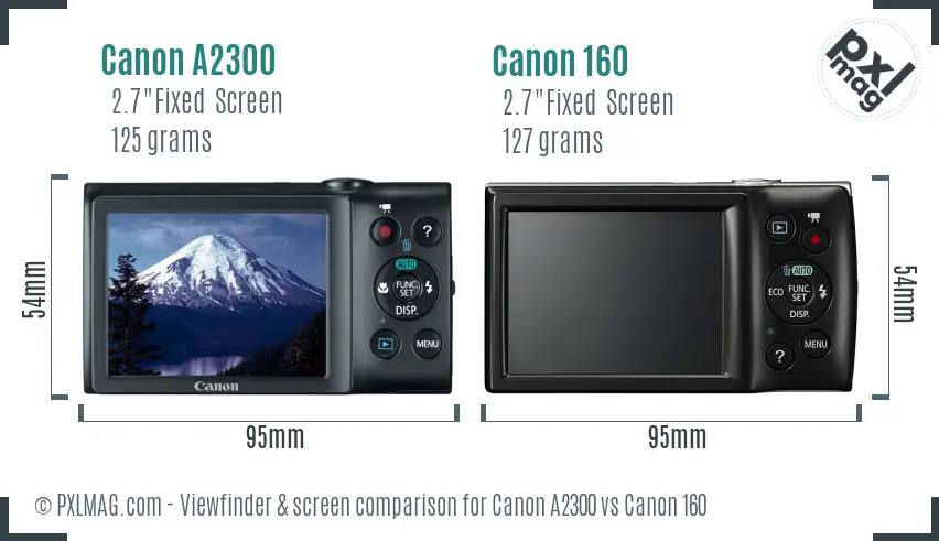 Canon A2300 vs Canon 160 Screen and Viewfinder comparison Canon A2300 vs Canon 160 Screen and Viewfinder comparison