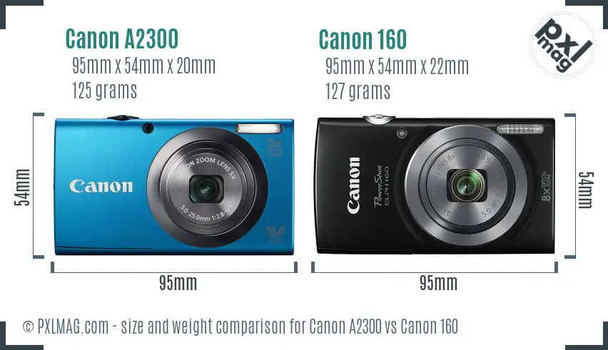 Canon A2300 vs Canon 160 size comparison Canon A2300 vs Canon 160 size comparison